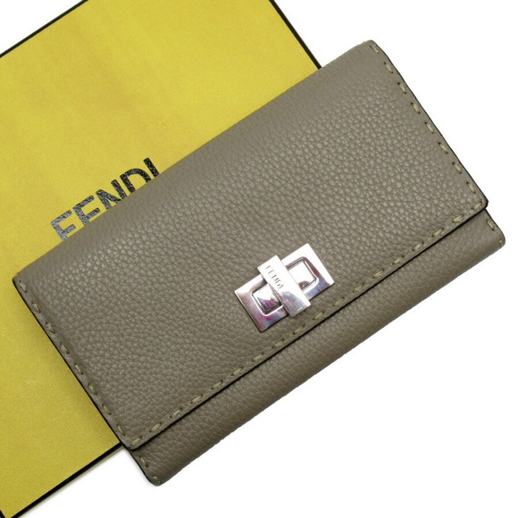Fendi Leather Bifold Long Wallet Selleria Greige - Picture 6 of 10